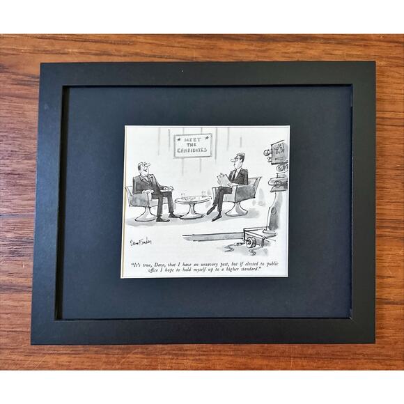 Framed Vintage New Yorker Magazine 8x10 Dana Fradon Cartoon Clipping Politician - Picture 2 of 4